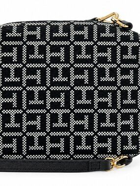Tommy Hilfiger Mini Crossbody Bag Black White Monogram NWOT